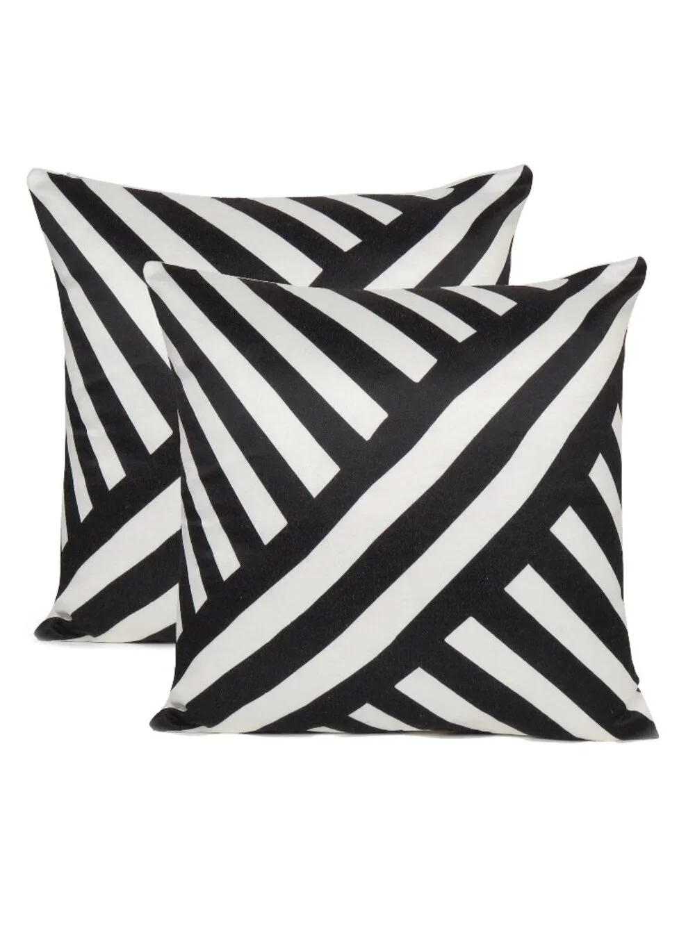 Oussum Decorative Stripes Vector Pattern Cotton Washable Cushion Cover Set of 2